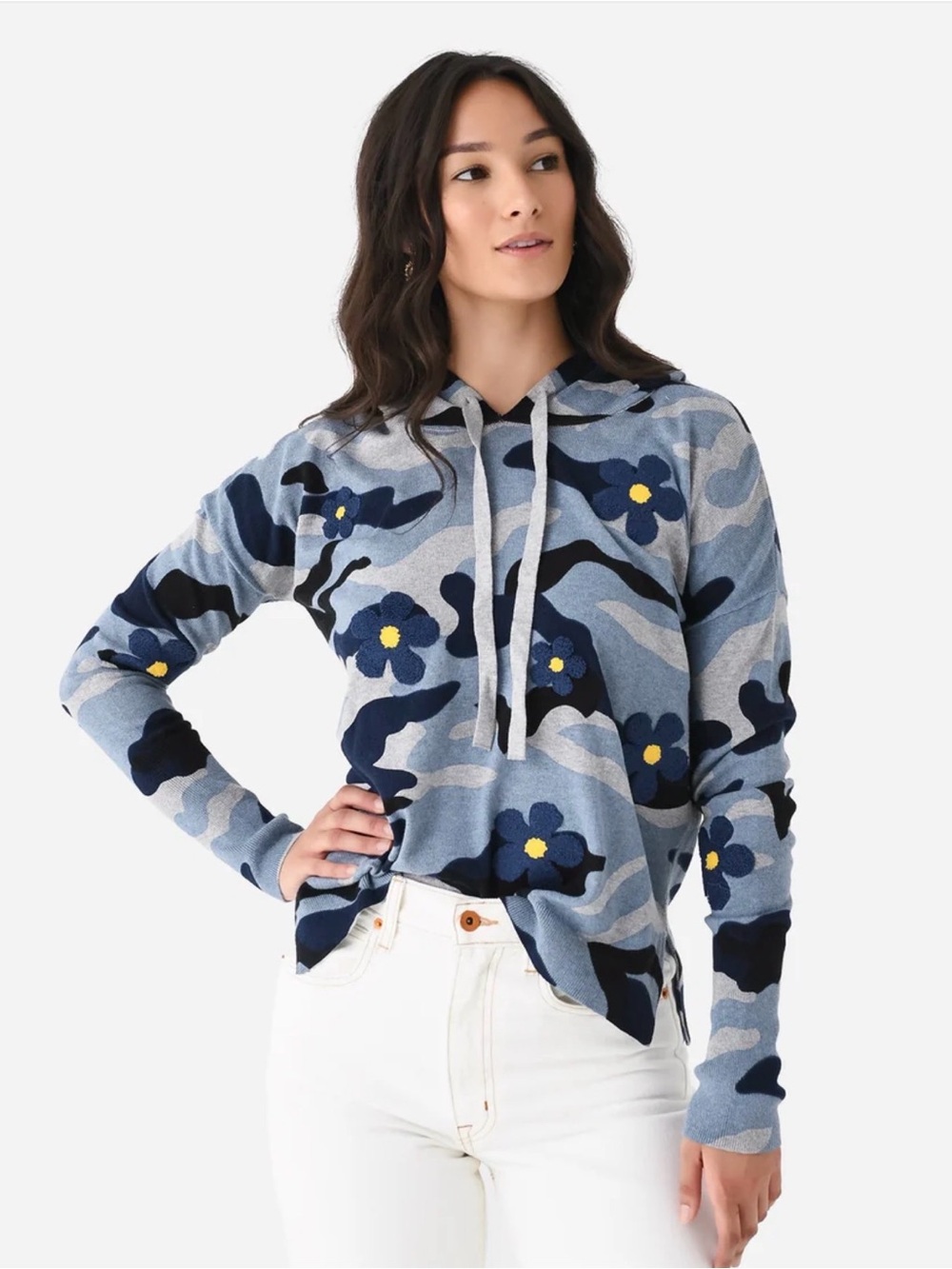 J. Society blue  Floral Camo Hoodie Sweater - Women